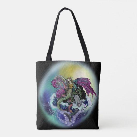 Zeemeermin, Draak, & Dolfijn Tote Bag (Achterkant)
