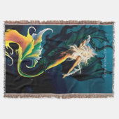 Zeemeermin Dragon Fantasy Blue Deken (Voorkant)
