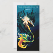 Zeemeermin Dragon Fantasy Blue Feestdagenkaart (Voorkant)