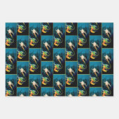 Zeemeermin Dragon Fantasy Blue Inpakpapier Vel (Voorkant 3)