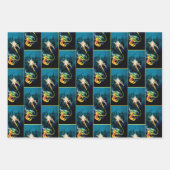 Zeemeermin Dragon Fantasy Blue Inpakpapier Vel (Voorkant)