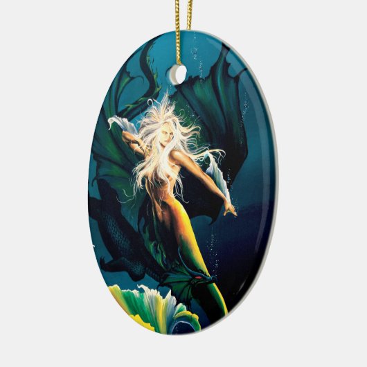 Zeemeermin Dragon Fantasy Blue Keramisch Ornament (Links)