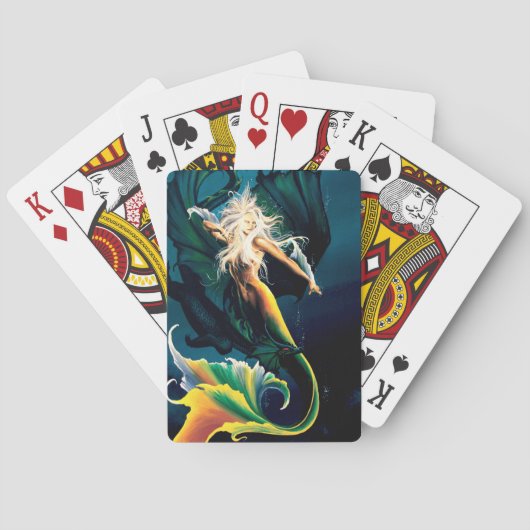 Zeemeermin Dragon Fantasy Blue Pokerkaarten (Achterkant)