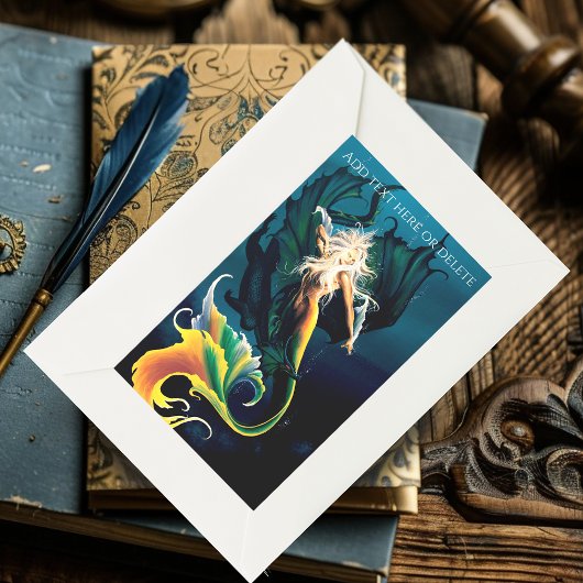 Zeemeermin Dragon Fantasy Blue Rechthoekige Sticker