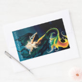 Zeemeermin Dragon Fantasy Blue Rechthoekige Sticker (Envelop)