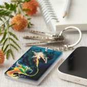 Zeemeermin Dragon Fantasy Blue Sleutelhanger (Voorkant Rechts)