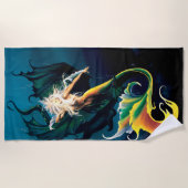 Zeemeermin Dragon Fantasy Blue Strandlaken (Voorkant)