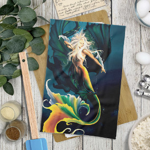 Zeemeermin Dragon Fantasy Blue Theedoek