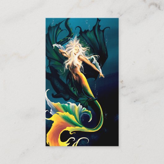 Zeemeermin Dragon Fantasy Blue Visitekaartje (Voorkant)