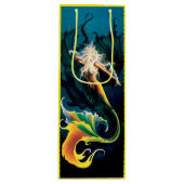 Zeemeermin Dragon Fantasy Blue Wijn Cadeautas (Voorkant)