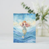 Zeemeermin Dreams Illustratie Oceaan Feestdagenkaart (Staand voorkant)