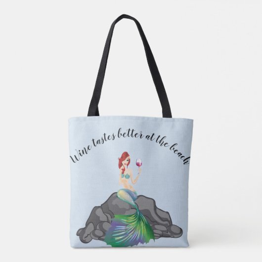 Zeemeermin Drink Wijn Smaakt Beter Op Het Strand Tote Bag (Achterkant)