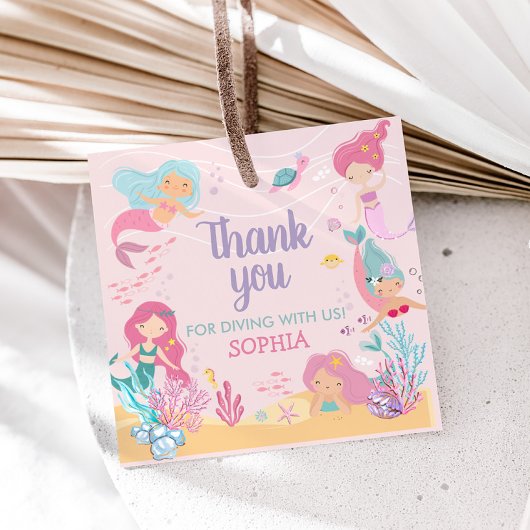 Zeemeermin Duik In Het Vijf Verjaardags Feestplein Bedankjes Labels
