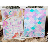 Zeemeermin duik in verjaardagsfeestuitnodiging ond kaart