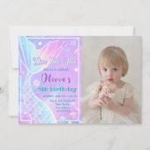 Zeemeermin Duik in Vijf 5e Verjaardag Foto Kaart (Voorkant)