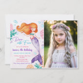 Zeemeermin Duik in Vijf 5e Verjaardagsfeestfoto Kaart (Voorkant)