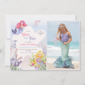 Zeemeermin Duik in Vijf 5e Verjaardagsfeestfoto Kaart (Voorkant)