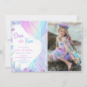 Zeemeermin Duik in Vijf 5e Verjaardagsfeestfoto Kaart (Voorkant)