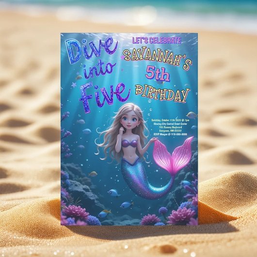 Zeemeermin Duik In Vijf Onder Het Zee Kaart