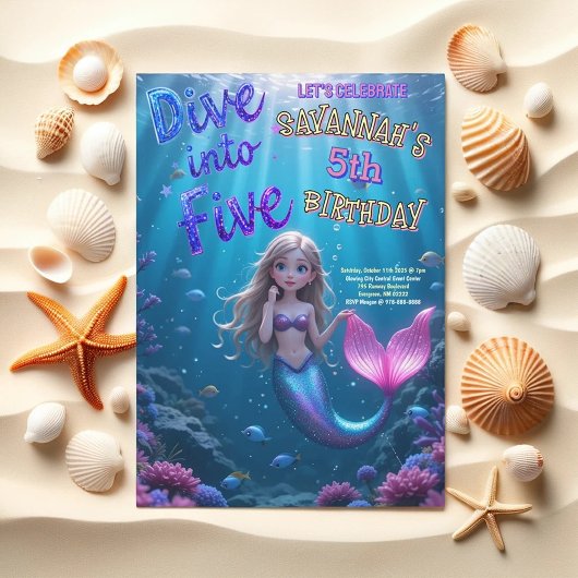 Zeemeermin Duik In Vijf Onder Het Zee Kaart