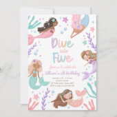 Zeemeermin Duik In Vijf Pool Party 5e Verjaardag Kaart (Voorkant)