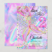 Zeemeermin Duik Twee 2e Verjaardagsfeestje  Kaart (Voorkant / Achterkant)