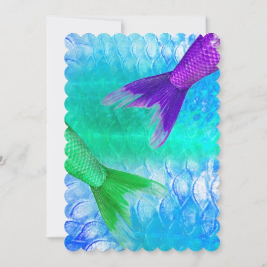 Zeemeermin e-mails & Conch Shells Sweet 16 Party Kaart (Achterkant)