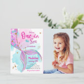 Zeemeermin Een het Zee Zwembad Party Meisje Eerste Kaart (Staand voorkant)