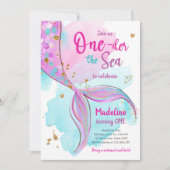 Zeemeermin Een het Zee Zwembad Party Meisje Eerste Kaart (Voorkant)
