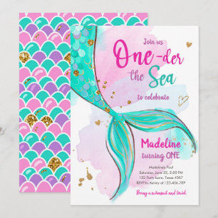 Zeemeermin Een het Zee Zwembad Party Meisje Eerste Kaart