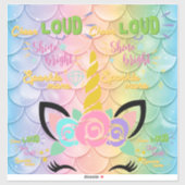 Zeemeermin Eenhoorn Cheer Loud Shine Bright Sparkl Sticker (Vel)