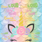 Zeemeermin Eenhoorn Cheer Loud Shine Bright Sparkl Sticker (Voorkant)