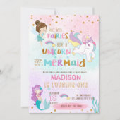 Zeemeermin eenhoorn feeën uitnodiging (Voorkant)