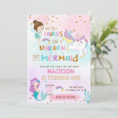 Zeemeermin eenhoorn feeën uitnodiging (Staand voorkant)
