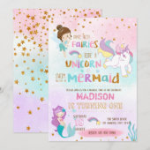 Zeemeermin eenhoorn feeën uitnodiging (Voorkant / Achterkant)