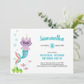 Zeemeermin Eenhoorn Kat Onder de Zee Verjaardagsfe Kaart (Staand voorkant)