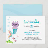 Zeemeermin Eenhoorn Kat Onder de Zee Verjaardagsfe Kaart (Voorkant / Achterkant)