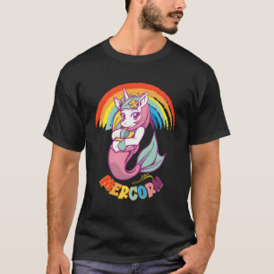 Zeemeermin Eenhoorn Mercorn met kleurrijke regenbo T-shirt