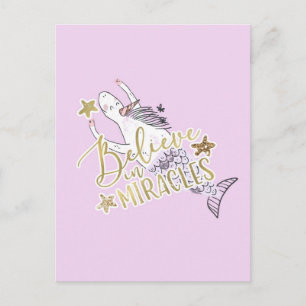 Zeemeermin Eenhoorn Modern Trendy Geloof in Mirake Briefkaart