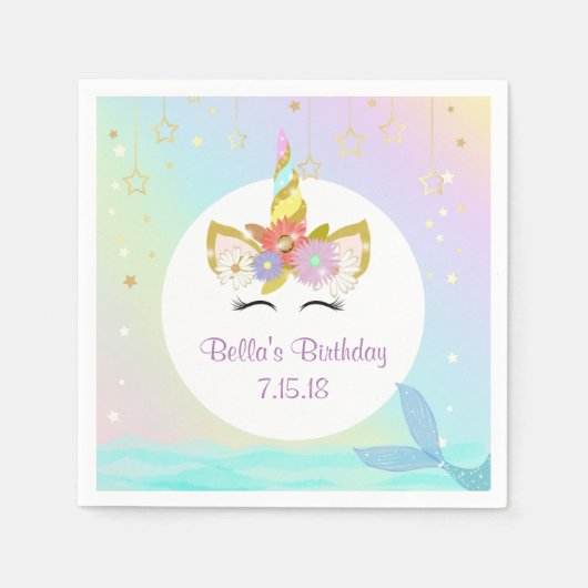 Zeemeermin Eenhoorn Papieren servetten (Voorkant)