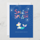 Zeemeermin Eenhoorn POOL Feest Roze Glitters Meisj Kaart (Achterkant)