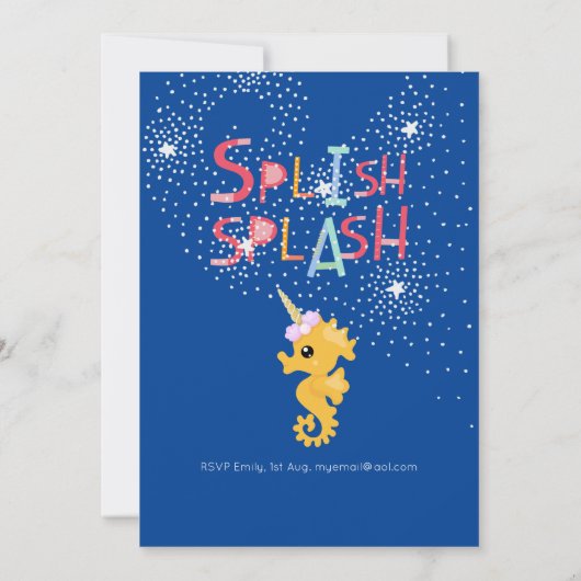 Zeemeermin Eenhoorn POOL Feest Roze Glitters Meisj Kaart (Achterkant)