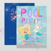 Zeemeermin Eenhoorn POOL Feest Roze Glitters Meisj Kaart (Voorkant / Achterkant)