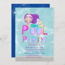 Zeemeermin Eenhoorn POOL Feest Roze Glitters Meisj Kaart