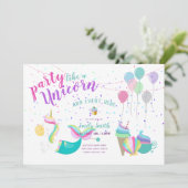 Zeemeermin Eenhoorn Prinses Verjaardagsuitnodiging Kaart (Staand voorkant)