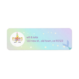 Zeemeermin eenhoorn retour adreslabels etiket