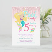 Zeemeermin Eenhoorn Zwembad Feest Roze Blauw Meisj Kaart (Staand voorkant)