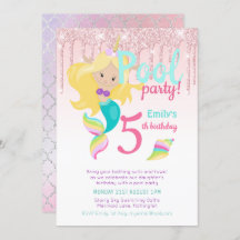 Zeemeermin Eenhoorn Zwembad Feest Roze Blauw Meisj