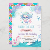 Zeemeermin Eenhoorn zwembad uitnodiging (Voorkant / Achterkant)