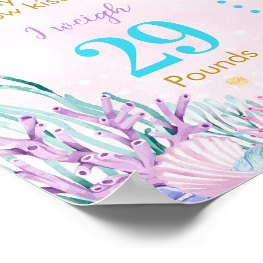 Zeemeermin Eerste Verjaardag Fotomijlpaal Poster (Hoek)